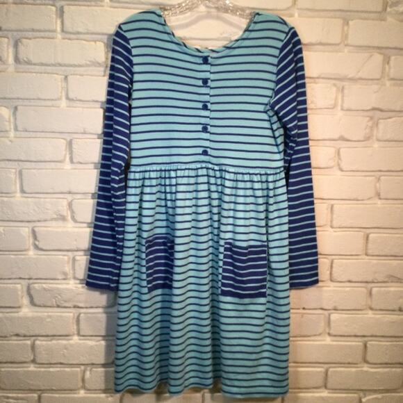 Hanna Andersson Blue Striped Long Sleeve Dress 14/16 - Picture 1 of 5